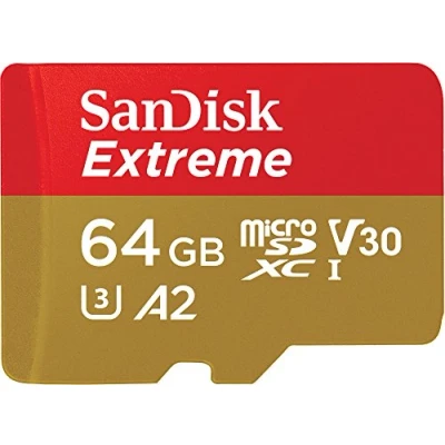 Image of SanDisk 64GB Extreme microSDXC card for Action Cams and Drones + SD adapter RescuePRO Deluxe, up to 170 MB/s, with A2 App Performance, UHS I , Class 10, U3, V30