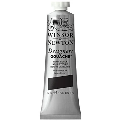 Image of Winsor &amp; Newton Series 1 37ml Tube Designers&#039; Gouache Ivory Black
