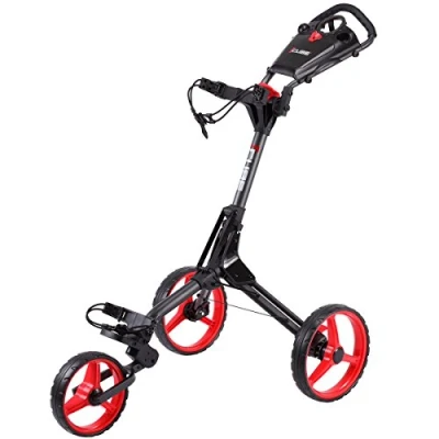 Image of SkyMax Golf CUBE 3 Push Folding Trolley Compact Design Cart Charcoal/Red