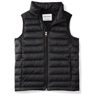 Image of Amazon Essentials Boys&#039; Lightweight Water Resistant Packable Puffer Gilet, Black, 10 Years