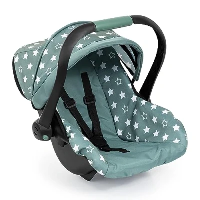 Image of Bayer Design 67958AA dolls Car Seat EasyGo, sun canopy, attachable to Neo Vario pram, Nordic green stars