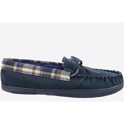 Image of Cotswold Sodbury Moccasin Slipper Mens Navy Suede Size UK 8