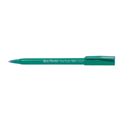 Image of Pentel R50 Rollerball Pen Green Barrel Water based 0.8mm Tip 0.4mm Line Blue Ref C [Pack of 12]