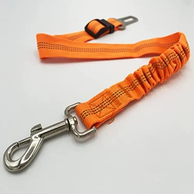 Image of Anti Shock Bungee Universal Seatbelt For Dogs Pets Car Travel Dog Accessories Adjustable Elastic Strap Safety Harness Restraint Lead (Orange)