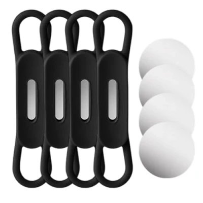 Image of YOUNAFEN 4Pcs Magnetic Pen Holder For Desk Refrigerator Whiteboard Silicones Marker Holder, Black