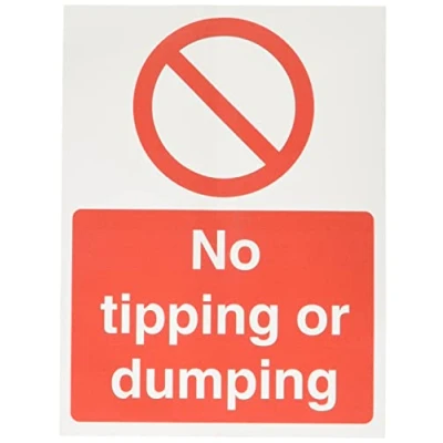 Image of Seco No Tipping Or Dumping Sign, 150mm x 200mm Self Adhesive Vinyl