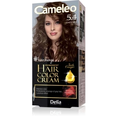 Image of Cameleo Permanent Hair Colour Cream Chestnut Intensive Color &amp; Protection 5 Oils + Omega Plus Acids Professional, Luxurious Dye Full Kit