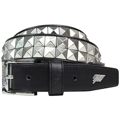 Image of Lowlife Dub Studded Leather Belt in Black Silver