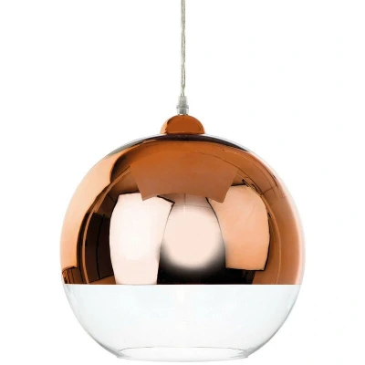 Image of Club 1 Light Globe Ceiling Pendant Copper and Clear Glass, E27