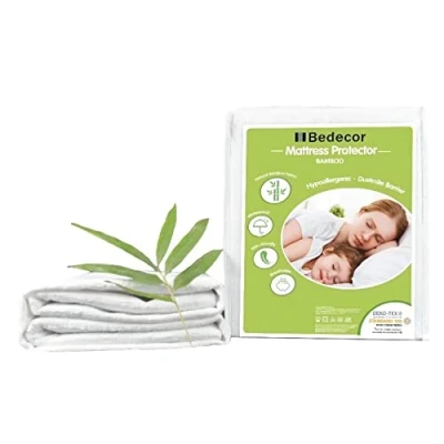 Image of Bedecor Pack of 2 Premium Bamboo Viscos Waterproof Mattress Protector Cover 【Single Size 90 x 200 + 30cm】 White