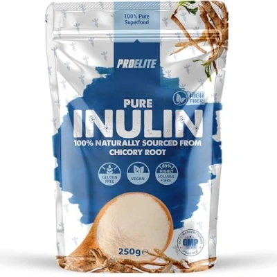Image of Pure Inulin Powder Prebiotic Soluble Fibre Vegan, GMO Free, Gluten Free Made in EU from Natural Chicory Root Fructo OligoSaccharide FOC by PROELITE (250g)