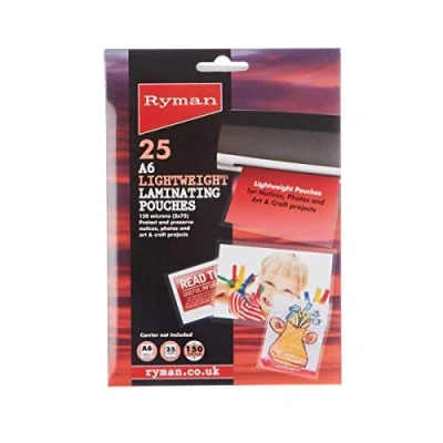 Image of Ryman Laminating Pouches A6 150 Micron Pack of 25