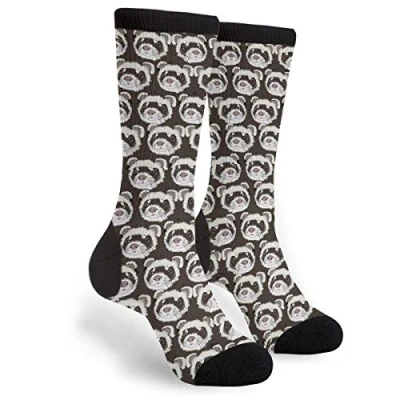 Image of 934 Novelty Sports Socks Lovely Ferret Face Athletic Sustainable Men’S Unisex For Yoga Outdoor Baseball 40Cm