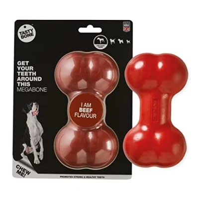 Image of TastyBone Nylon Dog Chew Toy for Extra Large Dogs (Beef) Indestructible Aggressive Chewers, Everlasting Flavour, Strong Healthy Teeth, Made in the UK