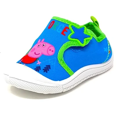 Image of Boys George Pig Peppa Canvas Pumps Trainers (Numeric_9) Blue