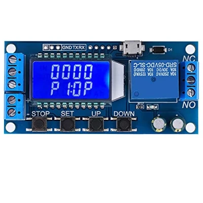 Image of Time Delay Relay Module, Module 5v 12v 24v Timer Switch 50ma 0.01s 9999min, Off Cycle with Lcd Display (1)