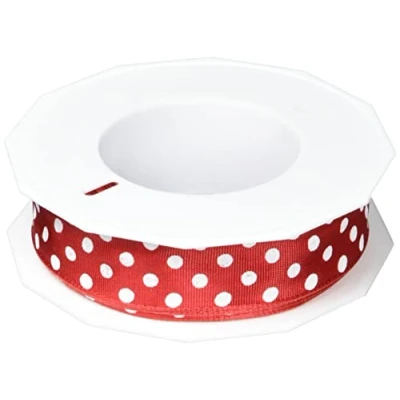Image of Präsent Polka Dots Wired &amp; Printed Ribbon Red 25 mm Width, 20 m Length