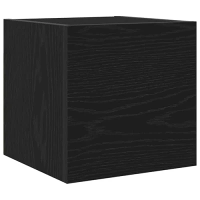 Image of vidaXL Modern Black Oak TV Cabinet Engineered Wood, Wall Mount, Space Saving Design, Ample Storage, Living Room/Bedroom