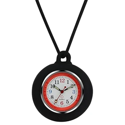 Image of JewelryWe Nurse Watch Portable Pocket Silicone Cover and Chain Necklace with Second Hand for Doctor