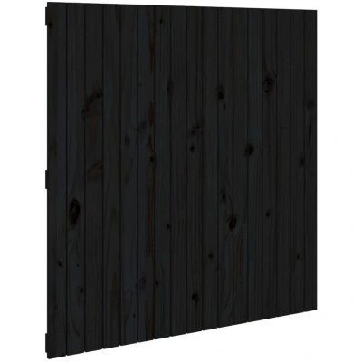 Image of vidaXL Wall Headboard Black 108x3x110 cm Solid Wood Pine