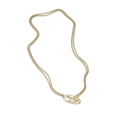 Image of Diesel Unisex Oval D Logo Gold Stainless Steel Necklace, DX1567710