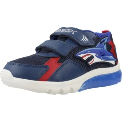 Image of Geox Light UP Ciberdron BOY Trainers for kids, Size: 9K, Navy/red Imitation leather/ textile