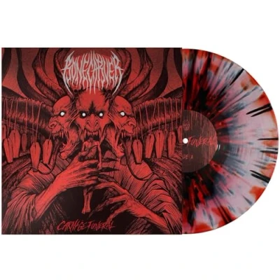 Image of Bonecarver Carnage Funeral Red/Black Splatter vinyl 2022 USA LP ULR348