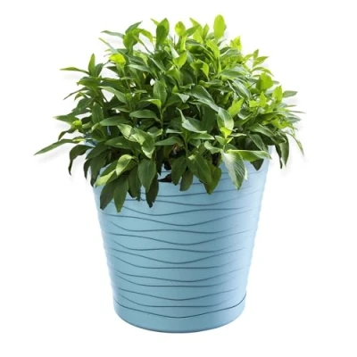 Image of KADAX Plastic Flowerpot, Indoor Plant Pot with Saucer, Lightweight Flower in Several Colours and Sizes, Unique Planter for Houseplants (21 cm, Peppermint)