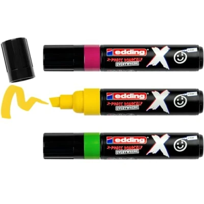 Image of edding X multi marker candy color set 3 acrylic paint pens chisel nib 2 10 mm markers for drawing on t shirts, sneakers, phone cases and more