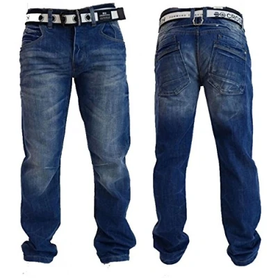 Image of Crosshatch Mens New Baltimore Straignt Leg Jeans Mid Used Look W40 L30