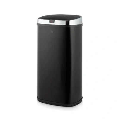Image of Swan SWKA4517BLK Townhouse Square Sensor Bin with Hands Free Opening Using Motion Technology, Liner Retainer Ring, Steel Body, Large 42L Capacity, Black