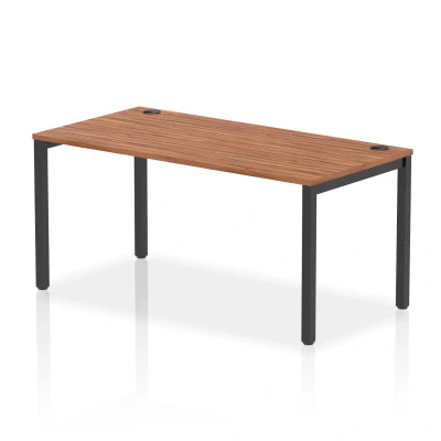Image of Impulse Bench Single Row 1600 Black Frame Office Desk Walnut