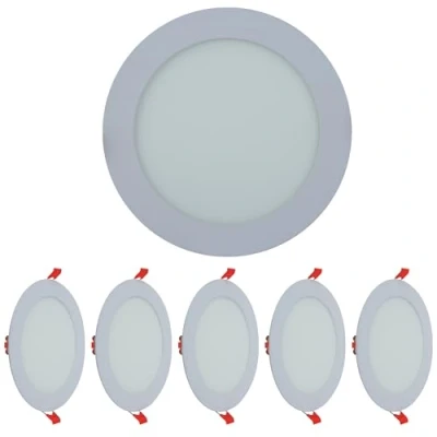 Image of TEKLED LED Round Recessed Ceiling Light Flat Panel Ultra Slim 170mm Downlight 12W 1100LM 3000K Warm White for Home Kitchen Office Shop Industrial Use 5 Pack [Energy Class G]