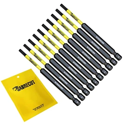 Image of 10 x SabreCut SCRH389_10 89mm H3 Hex Magnetic Impact Screwdriver Driver Bits Set Single Ended Heavy Duty Compatible with Dewalt Milwaukee Bosch Makita and Others