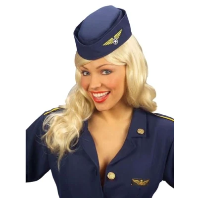 Image of Flight Attendant American USA Hats Caps &amp; Headwear for Fancy Dress Costumes Accessory