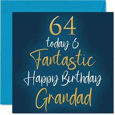 Image of Fantastic 64th Birthday Cards for Grandad 64 Today &amp; Happy Card from Grandson Granddaughter, Gifts, 145mm x Greeting