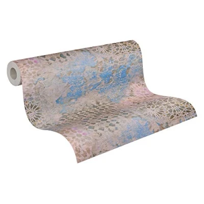 Image of Vintage Wallpaper Metropolitan Stories 2 A.S. Création Non Woven 10.05 m x 0.53 Beige Blue Brown Made in Germany 378581 37858 1