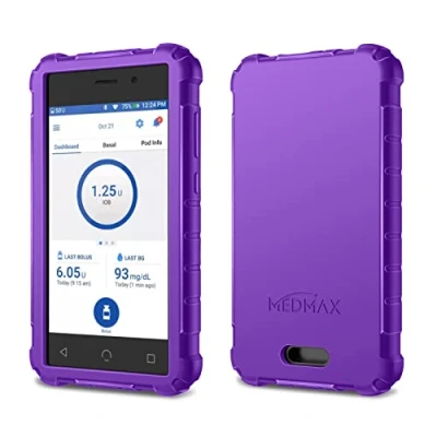 Image of MEDMAX Silicone Case for Omnipod Dash PDM (Personal Diabetes Manager), Lightweight Shockproof Anti Slip Protective Cover Soft Gel Skin with Raised Bezel Device, (Purple)