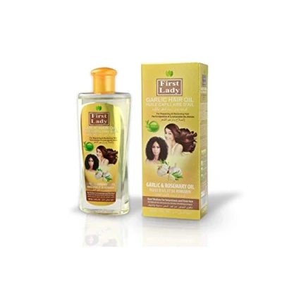 Image of First Lady Herbal (Ayurvedic) GARLIC Hair Oil 300ml For Repairing &amp; Restoring With Rosemary Afro Asian European Types