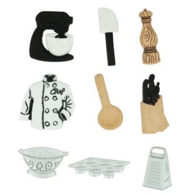 Image of Dress it Up Button The Master Chef 25 x 12 27 26 mm 9 pcs. Multicolour, Multi Colour, 10 8 1 cm