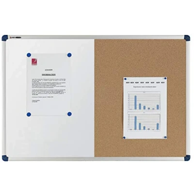 Image of Nobo Elipse Combination Board Cork/Painted Steel 600x450mm bulletin boards (White, Wood)