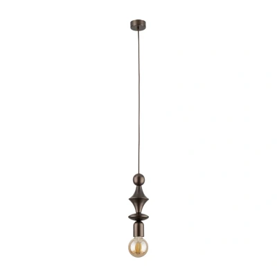 Image of Tower Slim Pendant Ceiling Light Brown 1xE27
