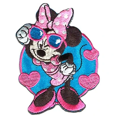 Image of Comercial Mercera Disney © Minnie Mouse Sun Glasses Iron On Patches Adhesive Emblem Stickers Appliques, Size: 3.27 x 2.36 Inches