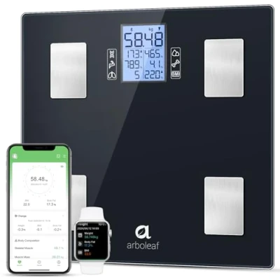 Image of arboleaf Scales for Body Weight, Smart Bathroom Composition Monitors with 14 Measurements, High Precision Measuring Fat Muscle Mass, BMI etc, 28st/180kg/400lb