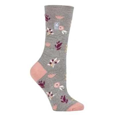 Image of HEAT HOLDERS 1 Pair Ladies ULTRA LITE Patterned Socks TOG 1.0 (UK, Numeric, 4, 8, Regular, Sidari Grey)