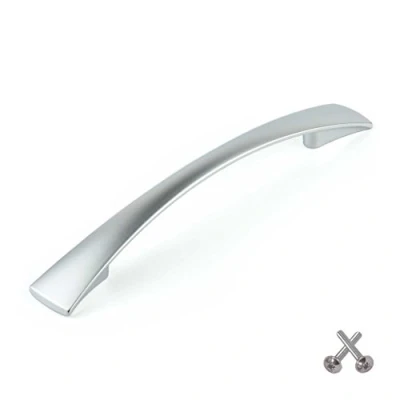 Image of Taper Bow Kitchen Cabinet Door Handle, Cupboard Drawer Bedroom Furniture Handles 128mm Aluminium