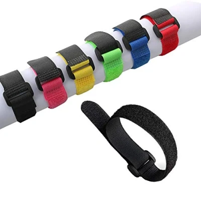 Image of Aiqeer 30 Pcs 20 cm Colourful Cable Straps, Reusable Ties, Multipurpose Hook and Loop Securing for Cables Management (6 Colors)