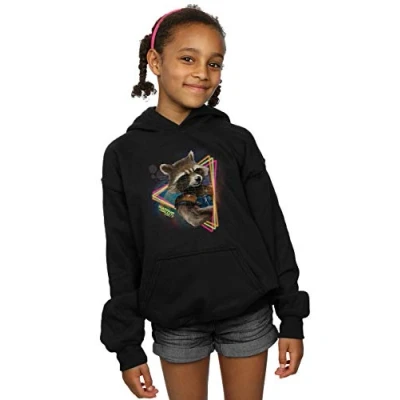 Image of Marvel Girls Guardians of The Galaxy Neon Rocket Hoodie Black 12 13 Years