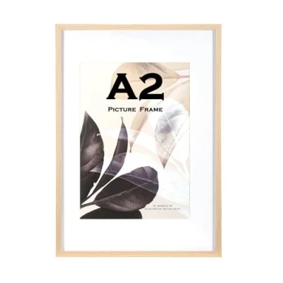 Image of Scholar Tree Natural A2 (42x59.4cm) Wooden Picture Frames, Wall Mountable, with Mount for A3 Frame