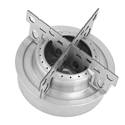 Image of Camping Stove, Stainless Steel Portable Gas Cooker Stove Lightweight Wood Solidified Alcohol for Outdoor Cooking Picnic BBQ